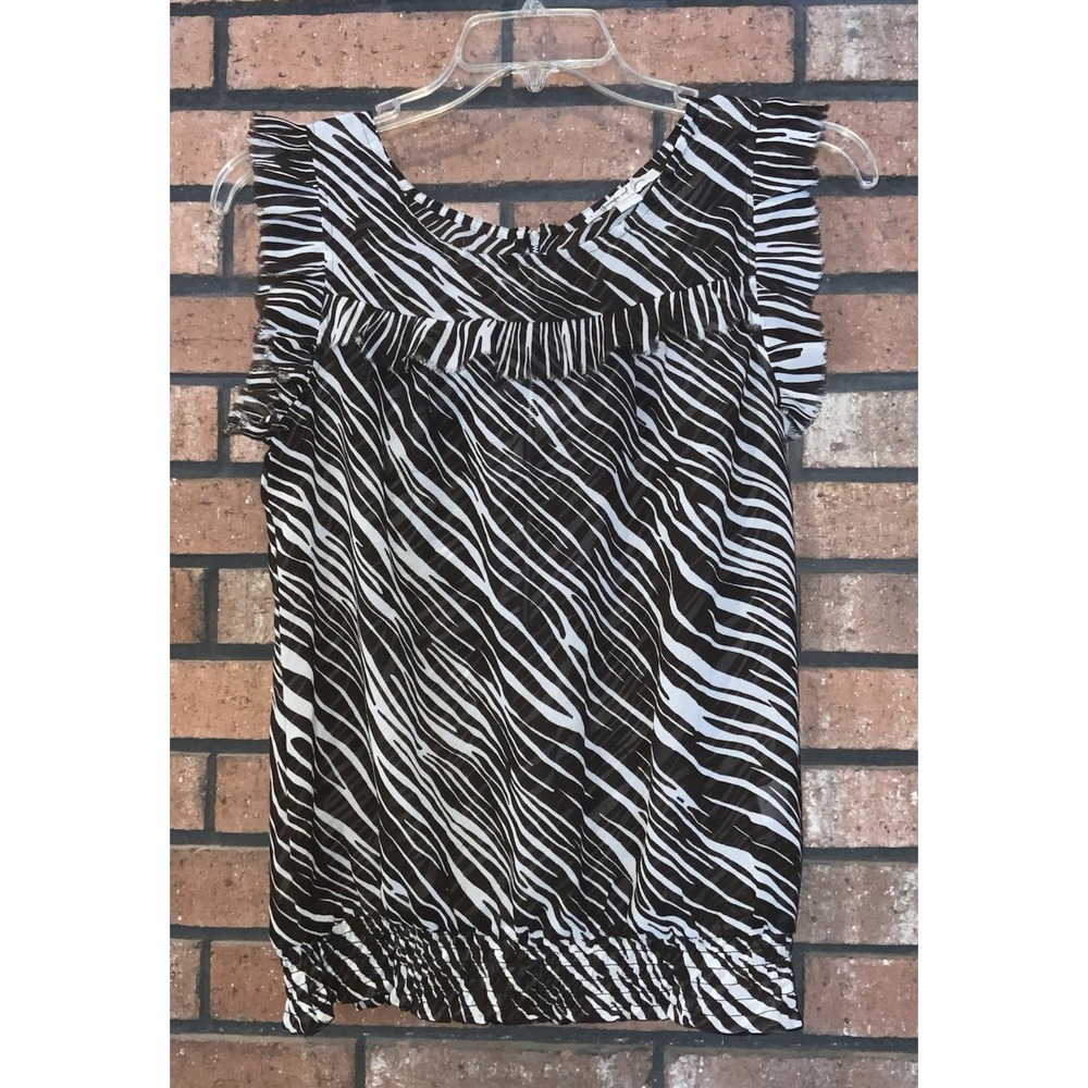Jennifer and Grace Womens Sheer Zebra Print Sleeveless Top Size M‎